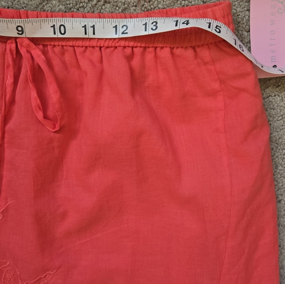 Metrowear Y2k Boho Style Maxi Skirt Coral Red NWT Size Large - Picture 7 of 12